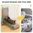 Cat Scratcher Lounge Corrugated Cardboard Scratching Pad for Indoor Cats Durable Cat Furniture with Feather Spring Toy Cartoon Design